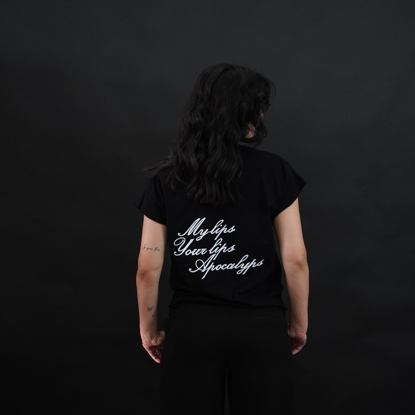 ApocalypsArchive logo "my lips your lips" tee turchese