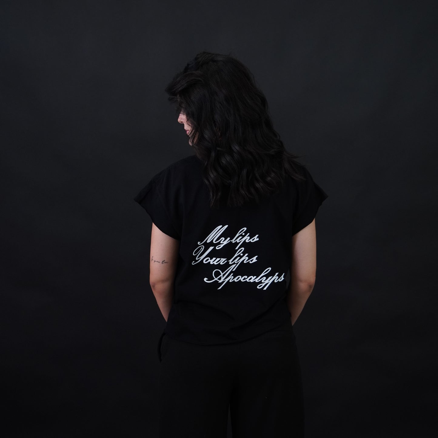 ApocalypsArchive logo "my lips your lips" tee turchese