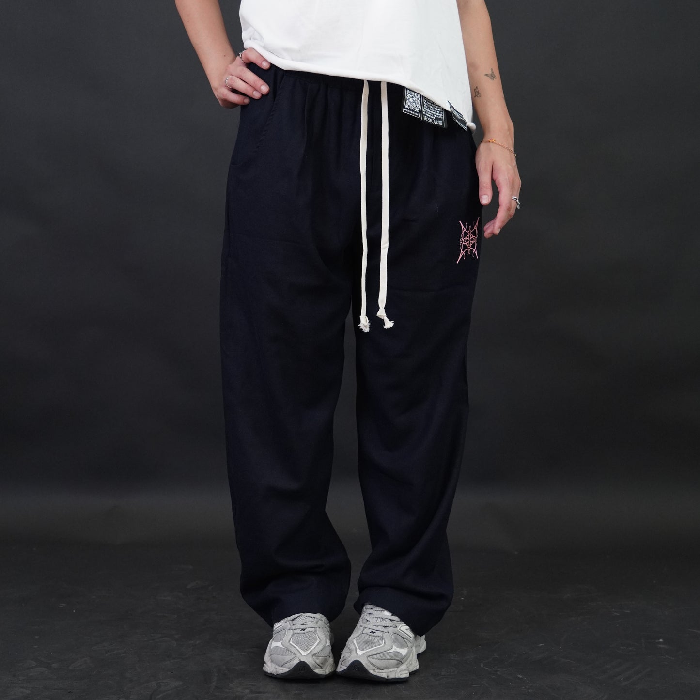 PANTALONE LINO OVER CON COULISSE DEEP NAVY