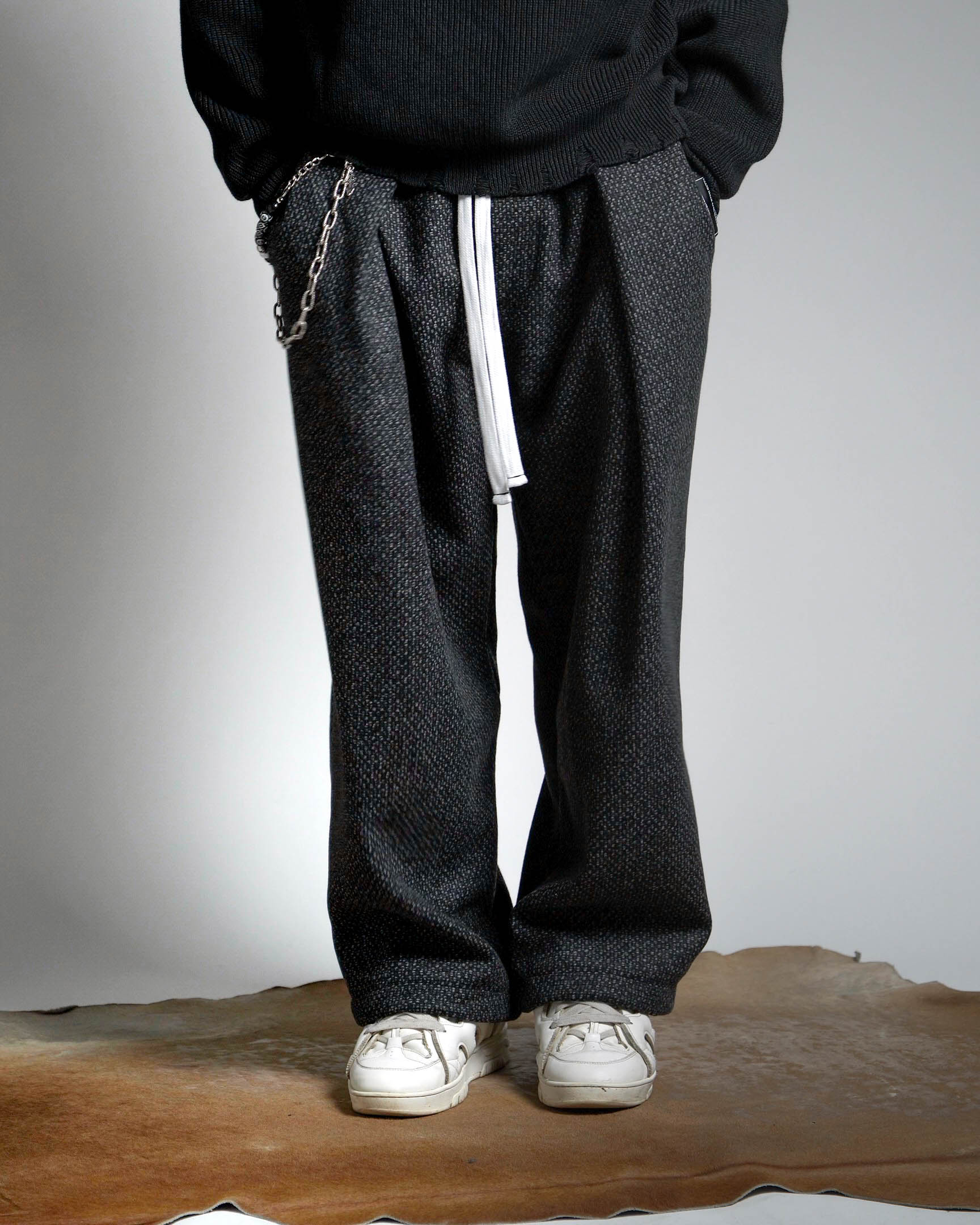 Mal d’être “Fardeau” — Pantaloni Sartoriali intarsio misto Cotone e Lana