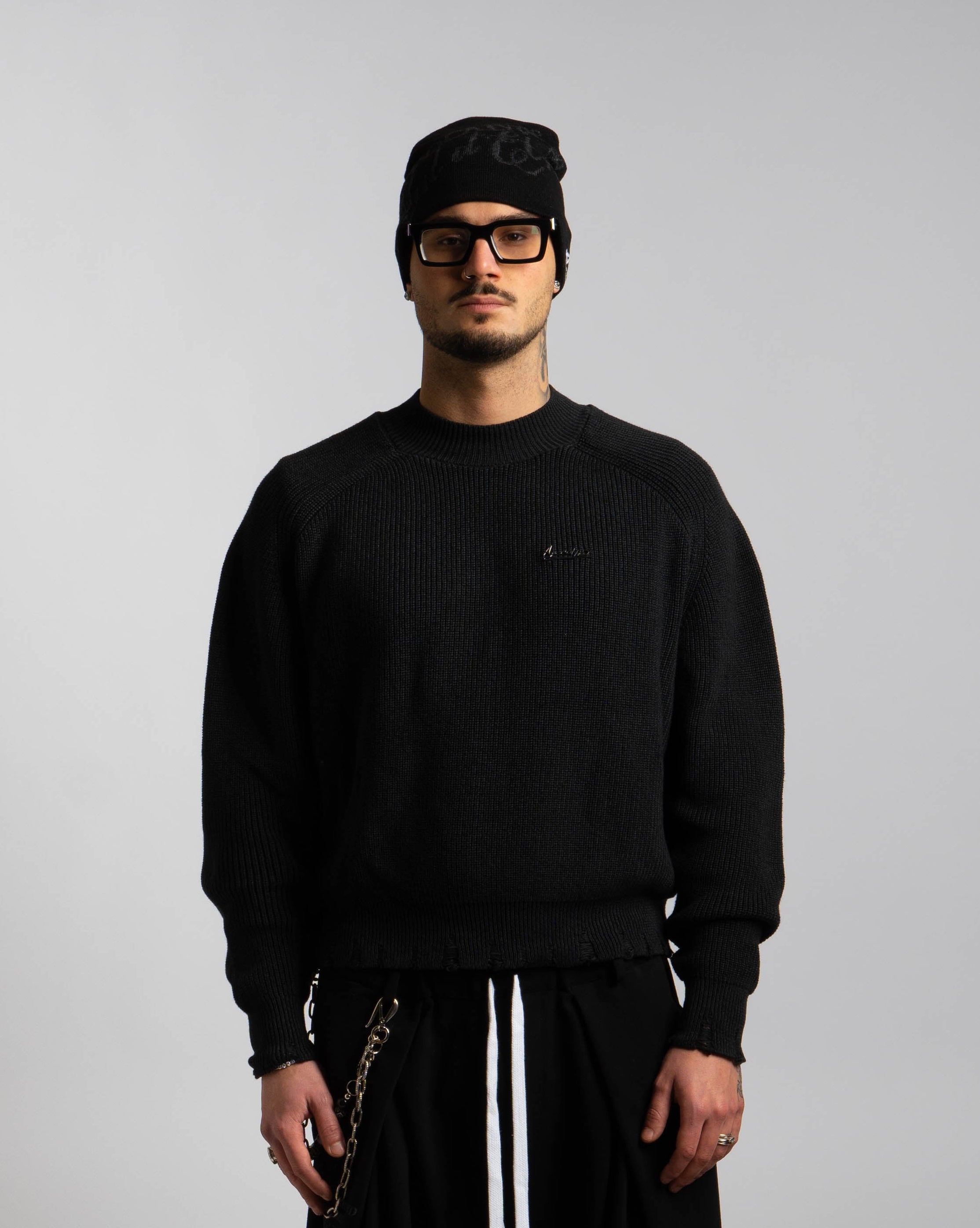 Mal d’être “Vide” — Maglione Finezza 5 Punto Pannocchia Nero