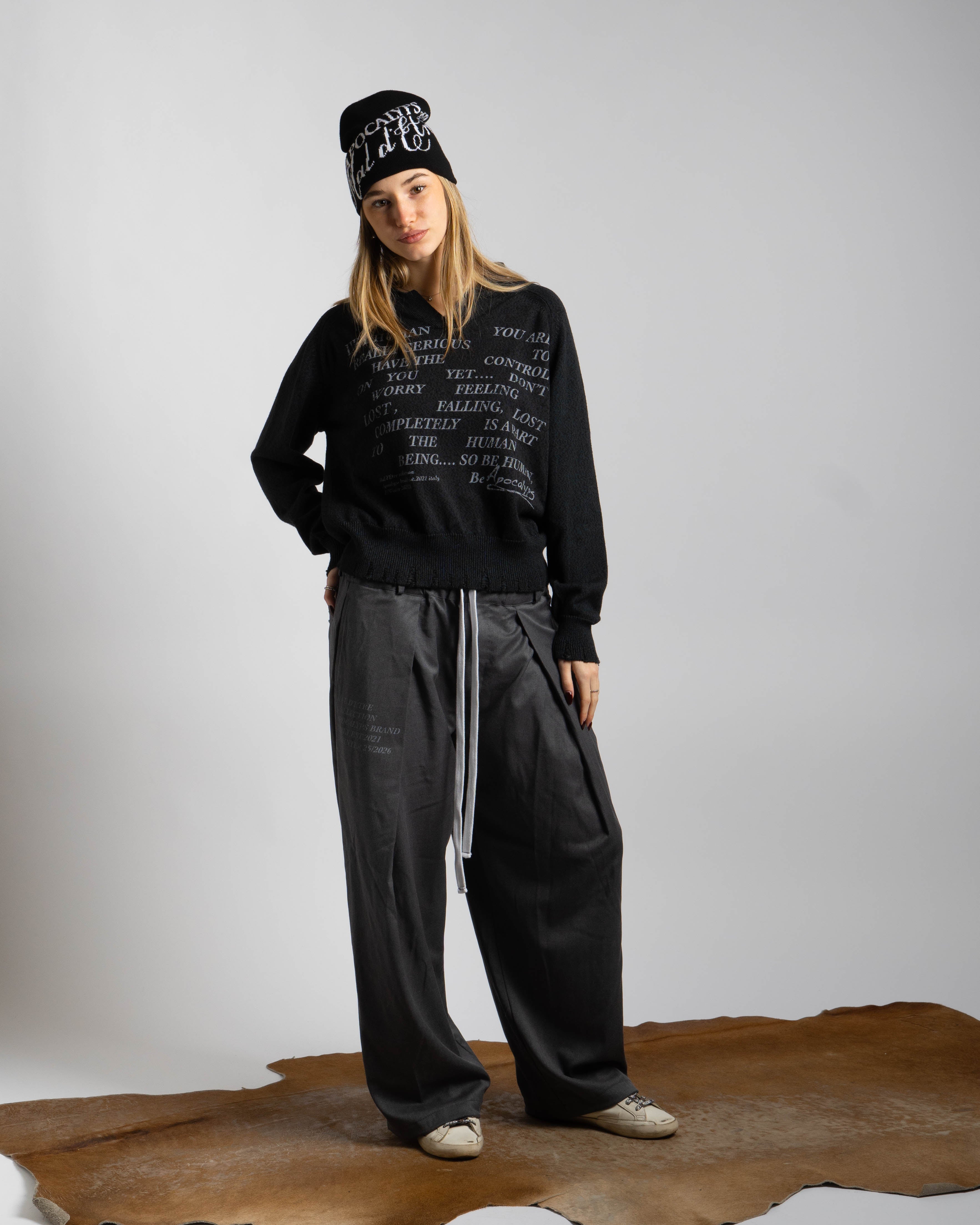 Mal d’être “Résurgence” — Maglione Finezza 7 con Polo Collar Ossidiana