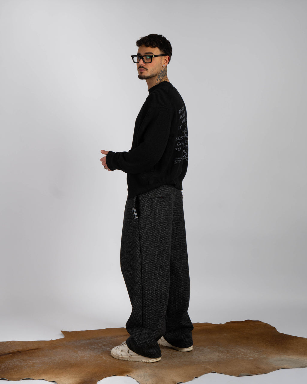 Mal d’être “Fardeau” — Pantaloni Sartoriali intarsio misto Cotone e Lana