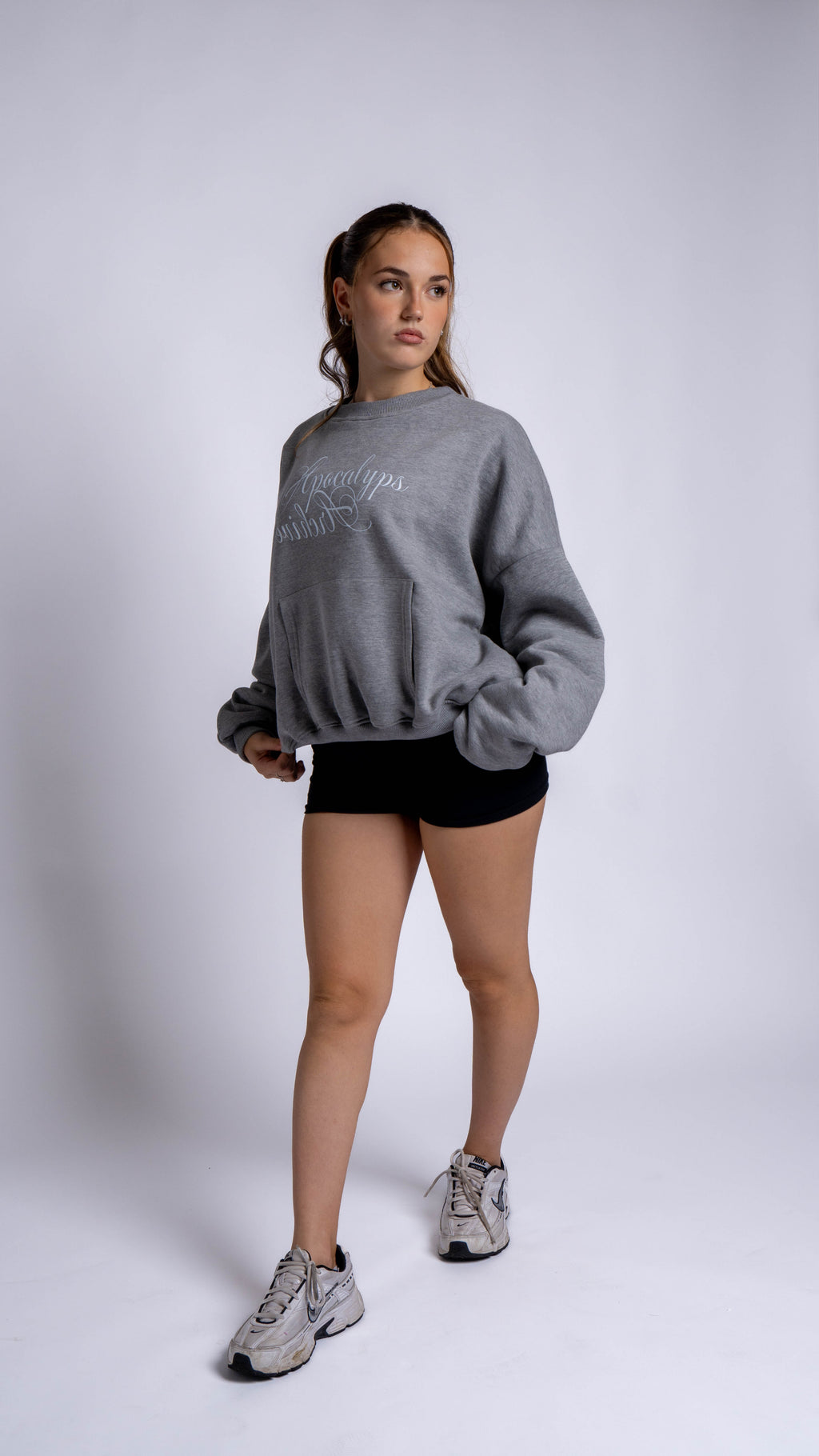 Apocalyps Archive Signature Crewneck – Grey Mélange | Boxy Fit Made in Italy