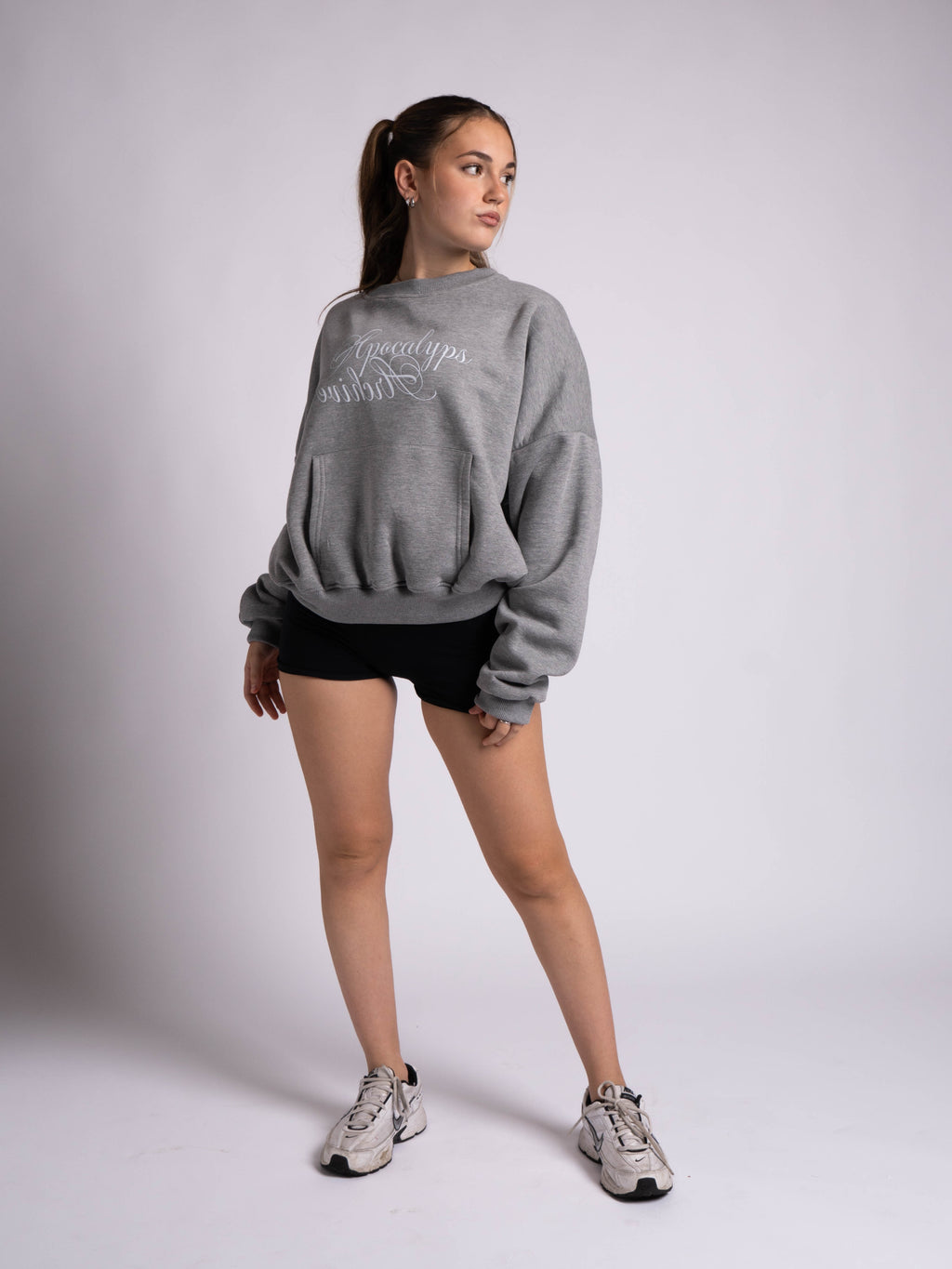 Apocalyps Archive Signature Crewneck – Grey Mélange | Boxy Fit Made in Italy