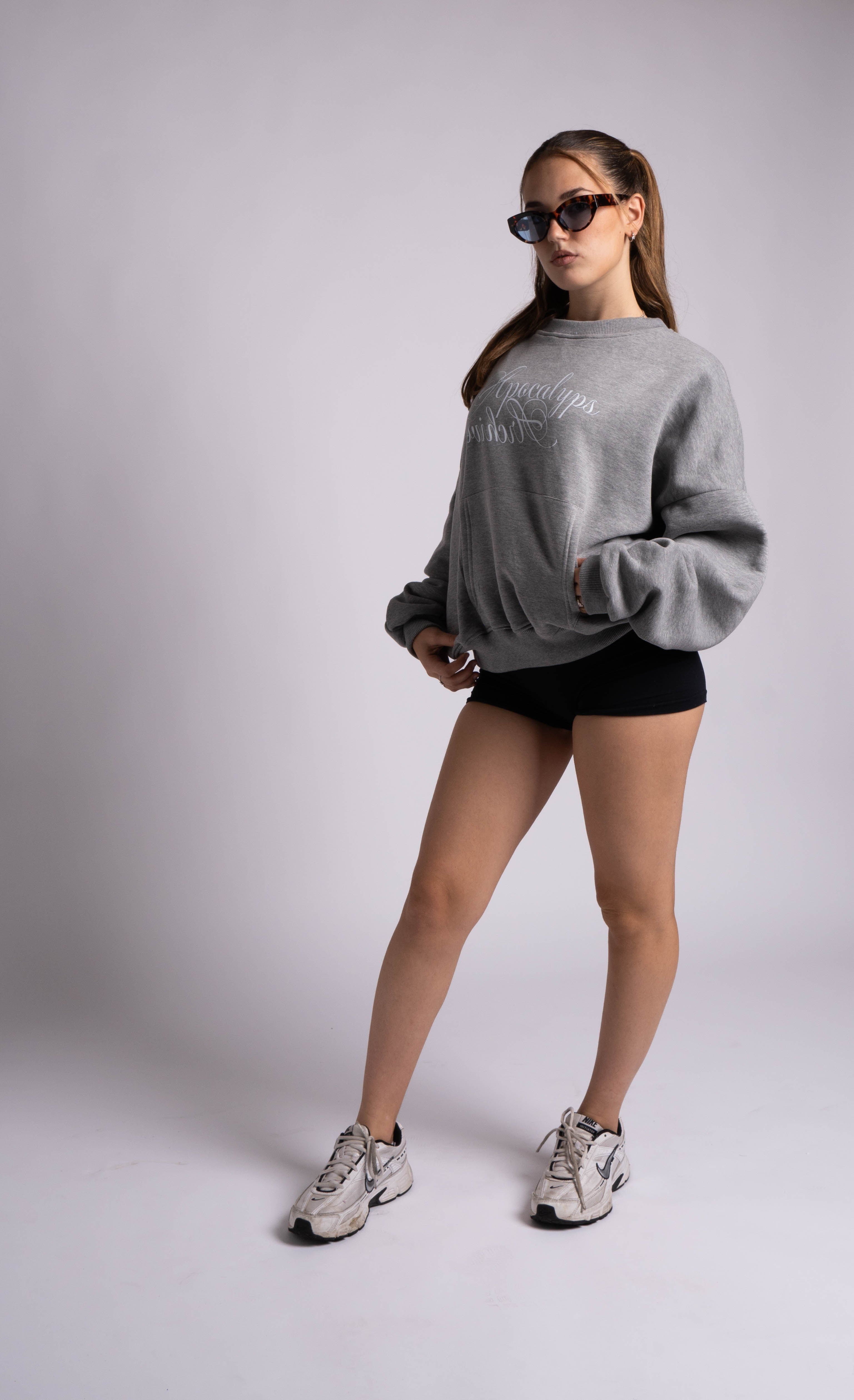 Apocalyps Archive Signature Crewneck – Grey Mélange | Boxy Fit Made in Italy