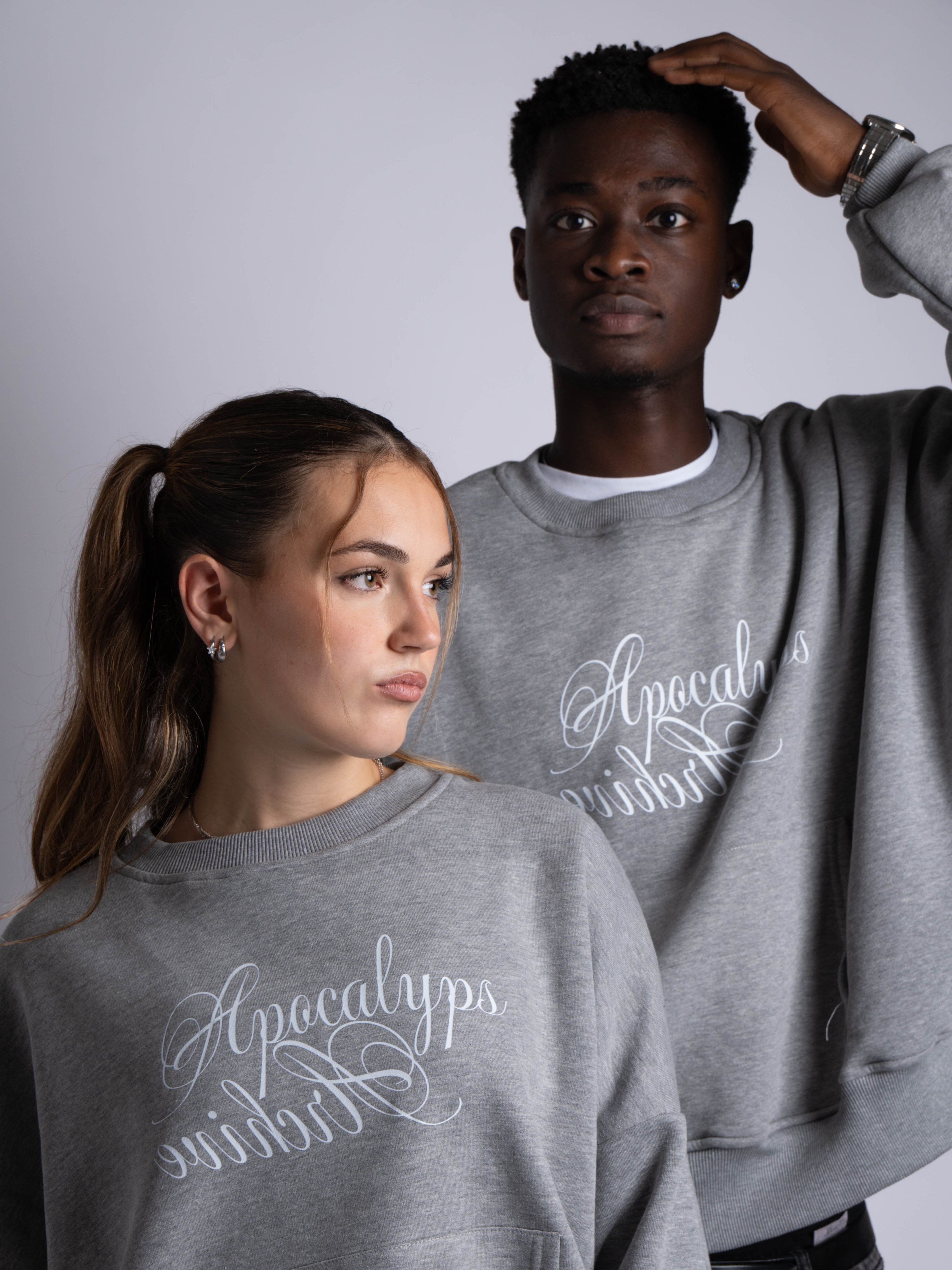 Apocalyps Archive Signature Crewneck – Grey Mélange | Boxy Fit Made in Italy