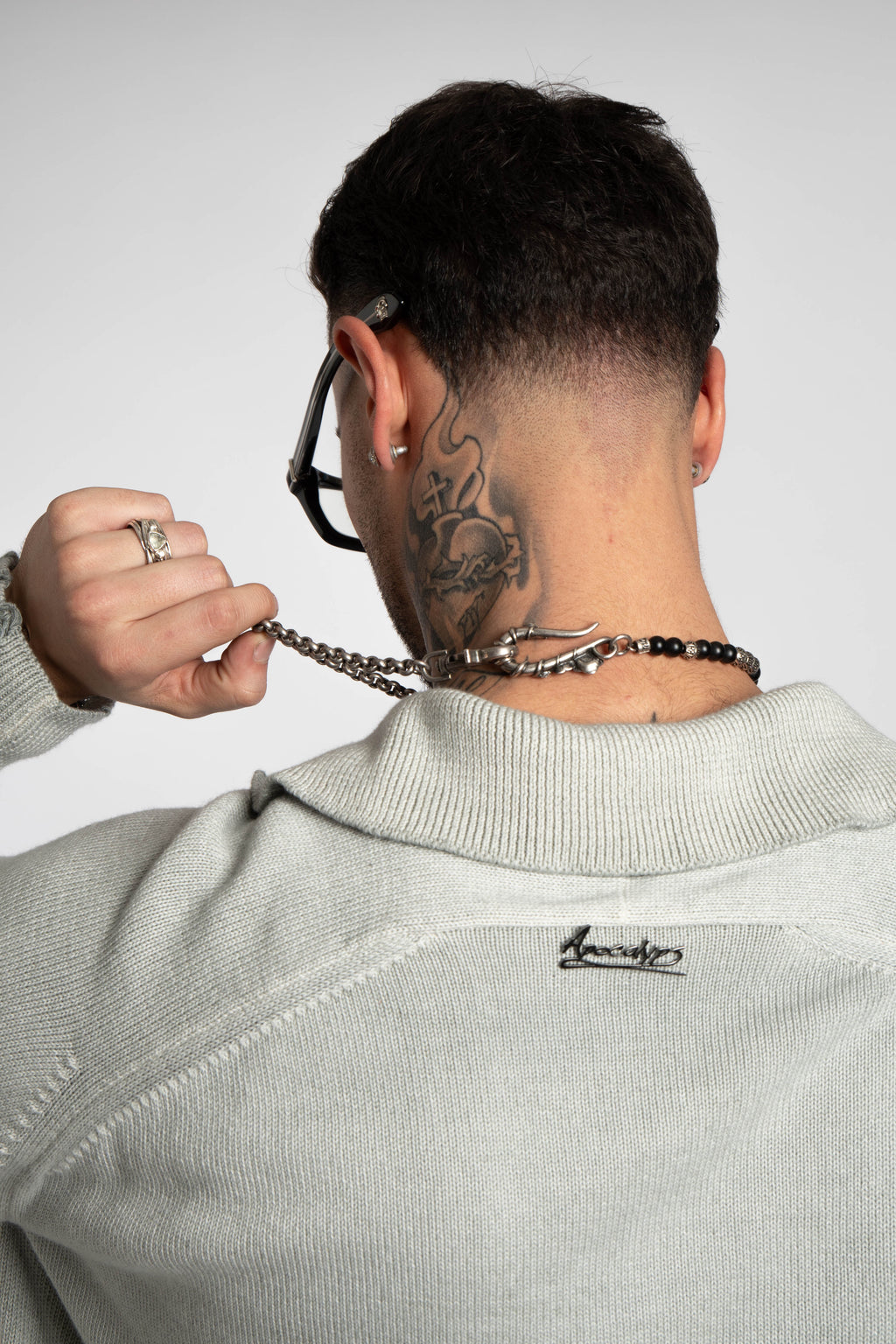 Mal d’être “Reminiscence” — Maglione Finezza 7 con Polo Collar Grigio Perla