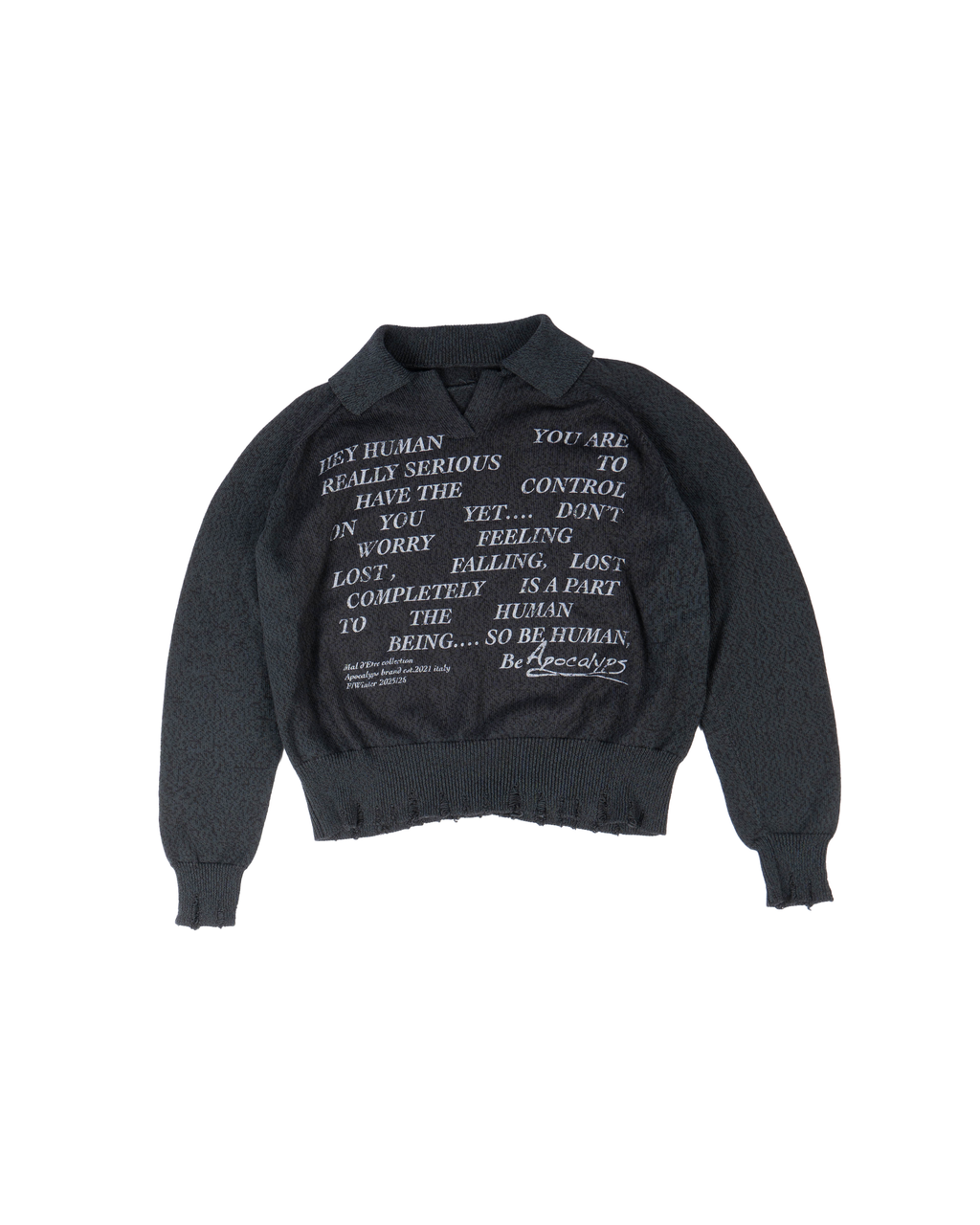 Mal d’être “Résurgence” — Maglione Finezza 7 con Polo Collar Ossidiana