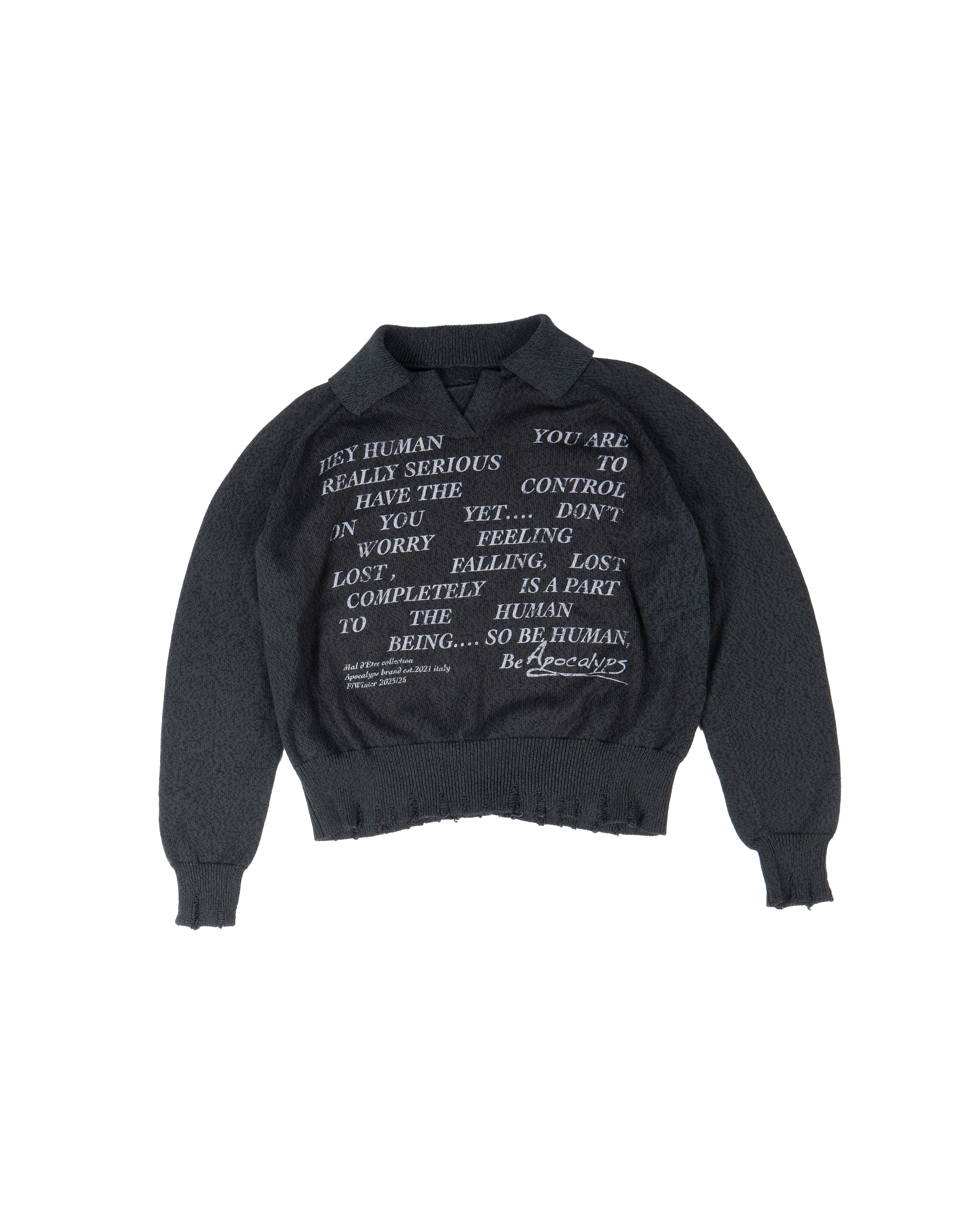 Mal d’être “Résurgence” — Maglione Finezza 7 con Polo Collar Ossidiana
