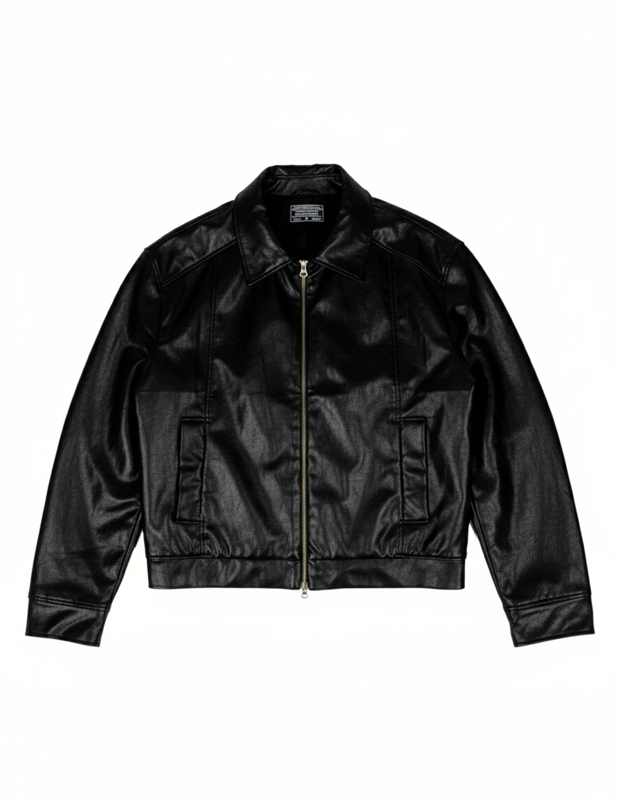 Mal d’être “Inquiétude” — Harrington Jacket in Pelle Martellata Nera