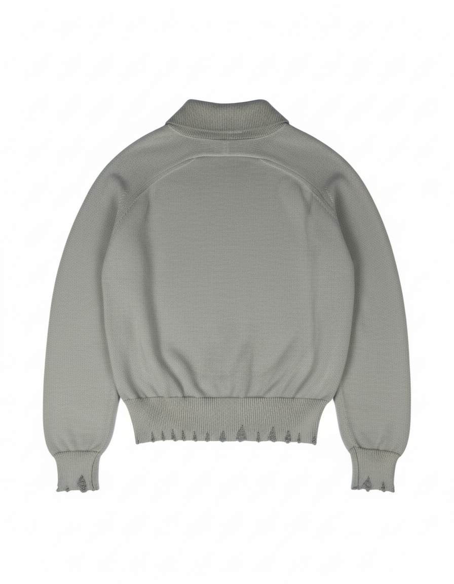 Mal d’être “Reminiscence” — Maglione Finezza 7 con Polo Collar Grigio Perla